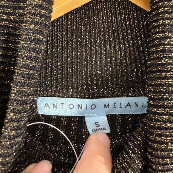 Antonio Melani black and gold metallic knit turtleneck sweater size small NWT - Picture 4 of 8